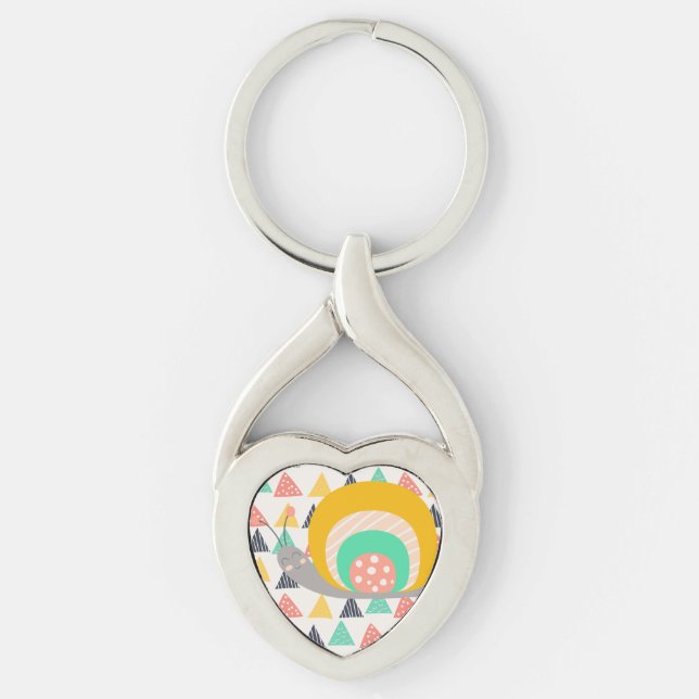 Happy Snail on Triangles Keychain (Front)