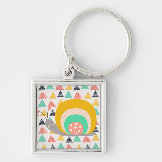 Happy Snail on Triangles Keychain (Front)