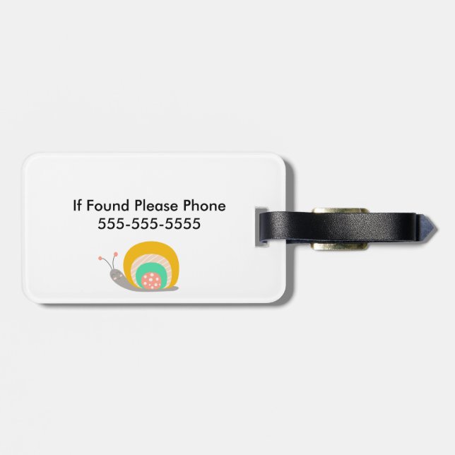 Happy Snail on Triangles Luggage Tag (Back Horizontal)