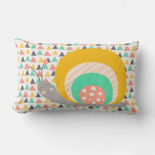 Happy Snail on Triangles Lumbar Pillow