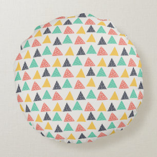 Happy Snail on Triangles Round Pillow