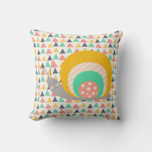 Happy Snail on Triangles Throw Pillow