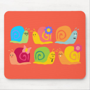 Happy snails cute snails mouse pad