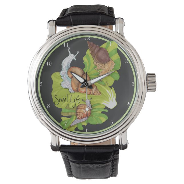 Happy Snails on Leafs 'Snail Life'  Watch (Front)