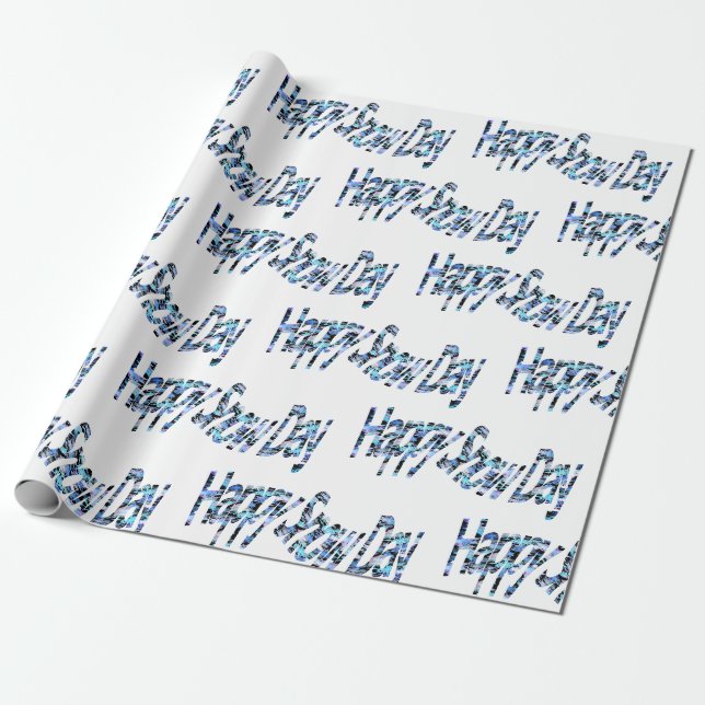 Happy Snow Day Wrapping Paper (Unrolled)