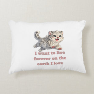 Happy Snow Leopard Wildlife Conservation Inspirati Accent Pillow