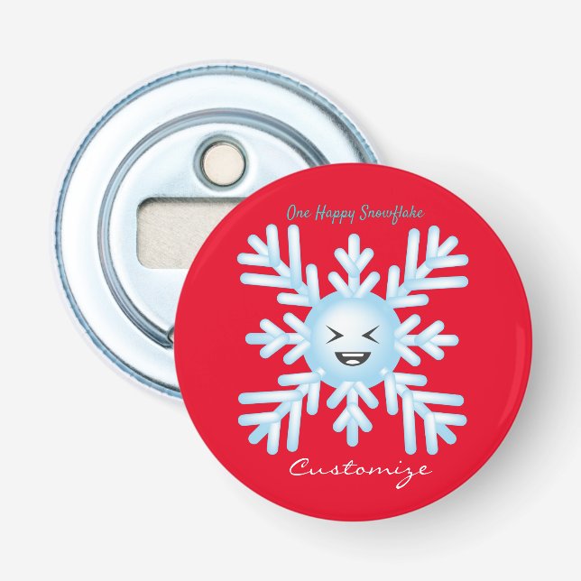 Happy Snowflake Emoticon Thunder_Cove  Bottle Opener (Front)