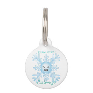 Happy Snowflake Emoticon Thunder_Cove Pet Tag
