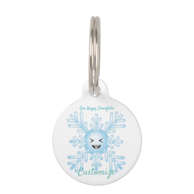 Happy Snowflake Emoticon Thunder_Cove Pet Tag (Back)