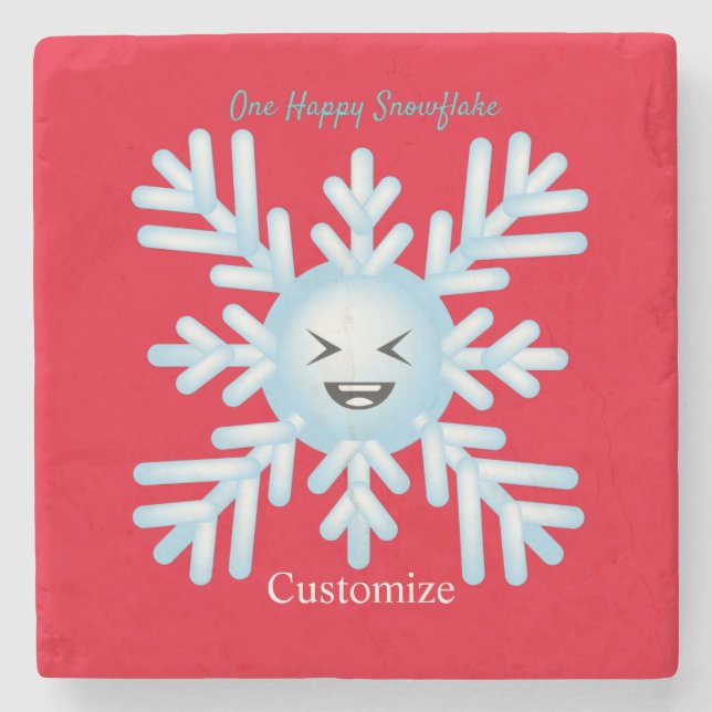 Happy Snowflake Emoticon Thunder_Cove  Stone Coaster (Front)