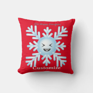Happy Snowflake Emoticon Thunder_Cove   Throw Pillow