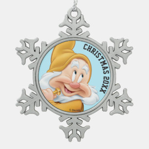 Happy Snowflake Pewter Christmas Ornament