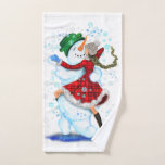 Happy Snowman and Girl Dance Tango Christmas Party Bath Towel Set<br><div class="desc">Happy Snowman and Girl Dance Tango Christmas Party Fun Cartoon Drawing - Choose / Add Your Unique Text / Name / Colour - Make Your Special Gift - Resize and move or remove and add elements / text with customization tool ! Drawing and Design by MIGNED. Please see my other...</div>