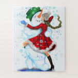 Happy Snowman and Girl Dance Tango Christmas Party Jigsaw Puzzle<br><div class="desc">Happy Snowman and Girl Dance Tango Christmas Party Fun Cartoon Drawing - Choose / Add Your Unique Text / Name / Colour - Make Your Special Gift - Resize and move or remove and add elements / text with customization tool ! Drawing and Design by MIGNED. Please see my other...</div>