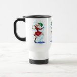Happy Snowman and Girl Dance Tango Christmas Party Travel Mug<br><div class="desc">Happy Snowman and Girl Dance Tango Christmas Party Fun Cartoon Drawing - Choose / Add Your Unique Text / Name / Colour - Make Your Special Gift - Resize and move or remove and add elements / text with customization tool ! Drawing and Design by MIGNED. Please see my other...</div>