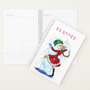 Happy Snowman and Girl Dance Tango Christmas Planner