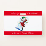 Happy Snowman and Girl Dance Tango Merry Christmas Badge<br><div class="desc">Happy Snowman and Girl Dance Tango Christmas Party Fun Cartoon Drawing - Choose / Add Your Unique Text / Name / Colour - Make Your Special Gift - Resize and move or remove and add elements / text with customization tool ! Drawing and Design by MIGNED. Please see my other...</div>