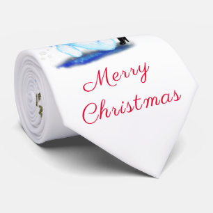 Happy Snowman and Girl Dance Tango Merry Christmas Tie