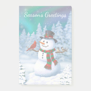 Happy Snowman and Winter Birds Post-it Notes