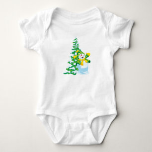 Happy Snowman Cartoon Baby Bodysuit