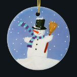 Happy Snowman Ceramic Ornament<br><div class="desc">Happy Snowman</div>