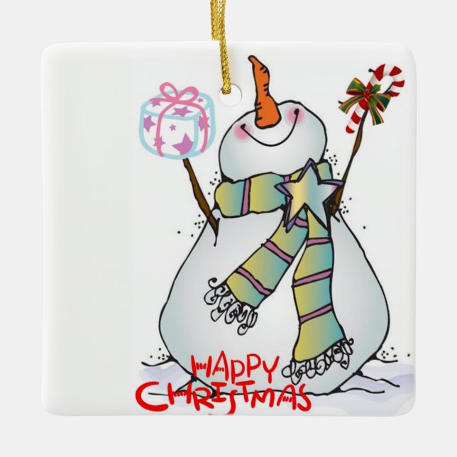 **HAPPY SNOWMAN*** CHRISTMAS ORNAMENT (Front)