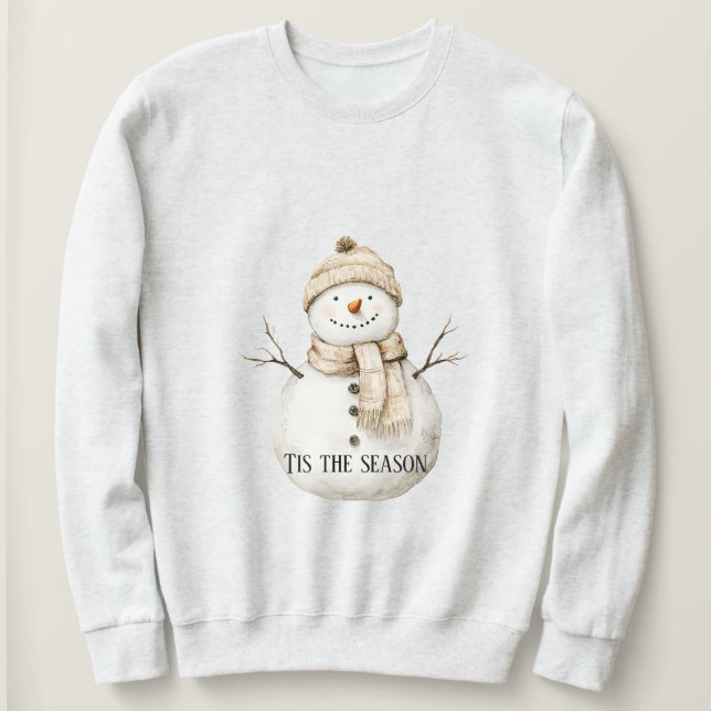 Happy Snowman Christmas Sweatshirt (Design Front)