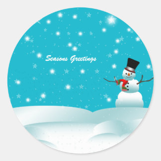 Happy Snowman Christmas Winter Round Sticker