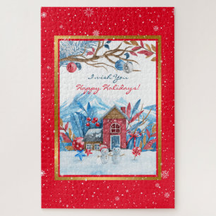 Happy Snowman Customize Jigsaw Puzzle