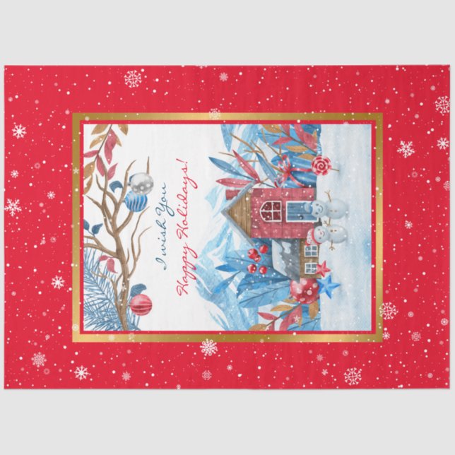 Happy Snowman Customize Tissue Paper (Front)