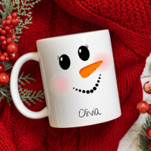 Happy Snowman Face Eyelashes Pink Personalized