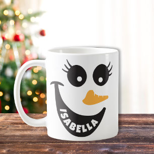 Happy Snowman Face Hot Chocolate Custom Gift Mug