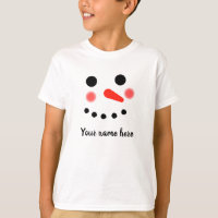 Happy Snowman Face Personalized Name T-Shirt