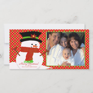 Happy Snowman Family Christmas Photo Card