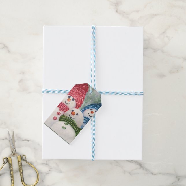 HAPPY SNOWMAN FAMILY Gift Tag (With Twine)