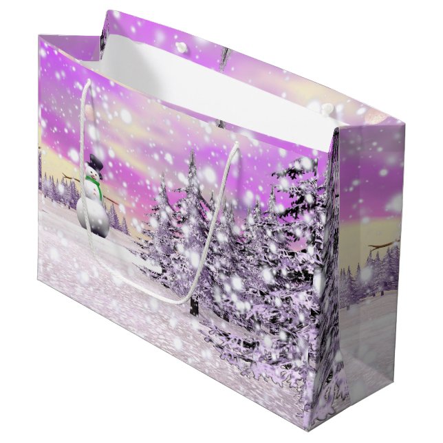 Happy snowman for Christmas Large Gift Bag (Front Angled)