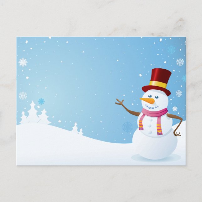 Happy Snowman Holiday Postcard (Front)