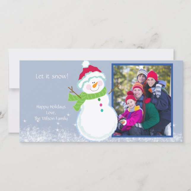 Happy Snowman Holiday Winter Photo Picture Card (Front)