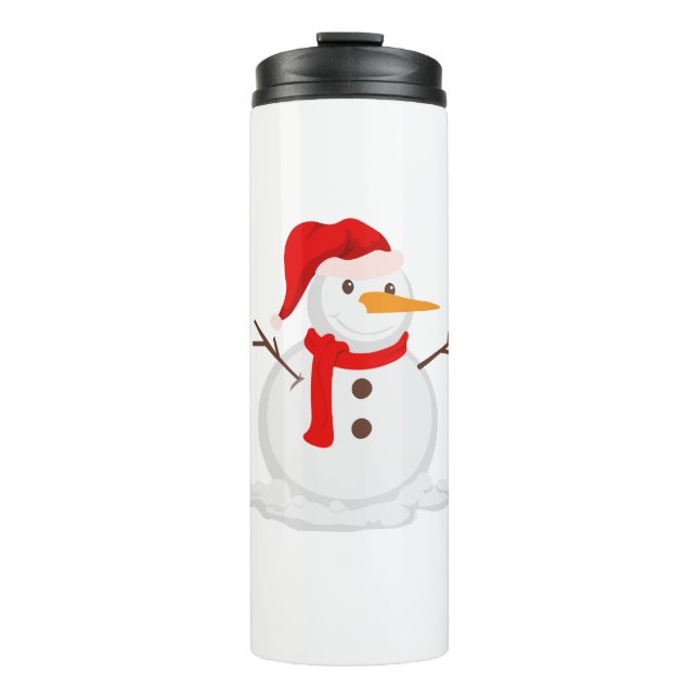 Happy Snowman in a Santa Hat Thermal Tumbler (Front)