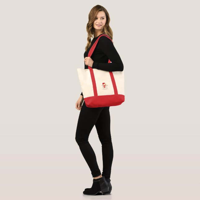 Happy Snowman in a Santa Hat Tote Bag (Front (Model))