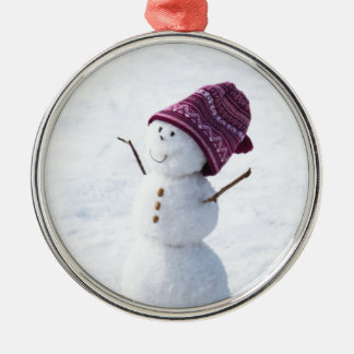 Happy Snowman Metal Ornament