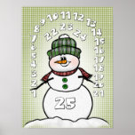 Happy Snowman on Gingham Christmas Advent Calendar Poster<br><div class="desc">Each new day,  the little folks in the household will have so much fun colouring in the date until December 25th on this Christmas advent calendar. The happy snowman on gingham will cheer them on.</div>