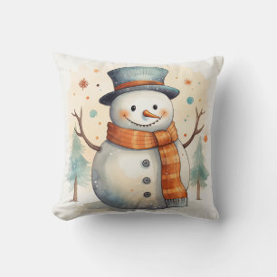Happy Snowman Pillow