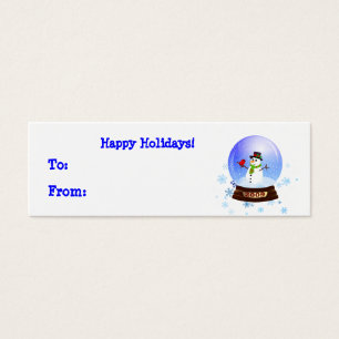 Happy Snowman Snowglobe Holiday Tags cadeaux