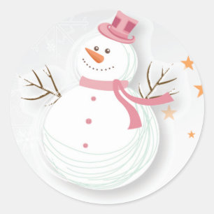 Happy Snowman Stickers - Pink