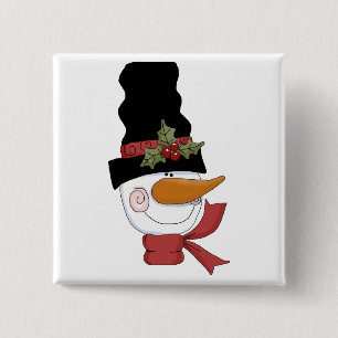 Happy Snowman Tshirts and Gifts 2 Inch Square Button