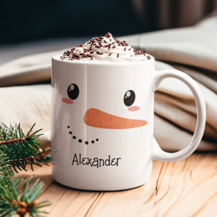 Happy Snowman visage personnalisé Mug de Noël