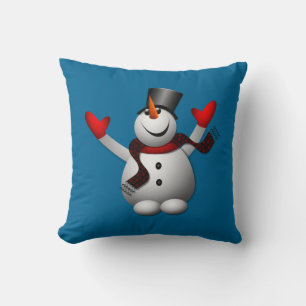 Happy Snowman Winter Fun Throw Pillow