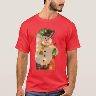 Happy Snowman with Faux Christmas Lights T-Shirt