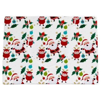 Happy snowman with gifts Christmas Large Gift Bag